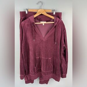 Jessica Simpson Burgundy Velour Lounge Set